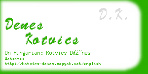 denes kotvics business card